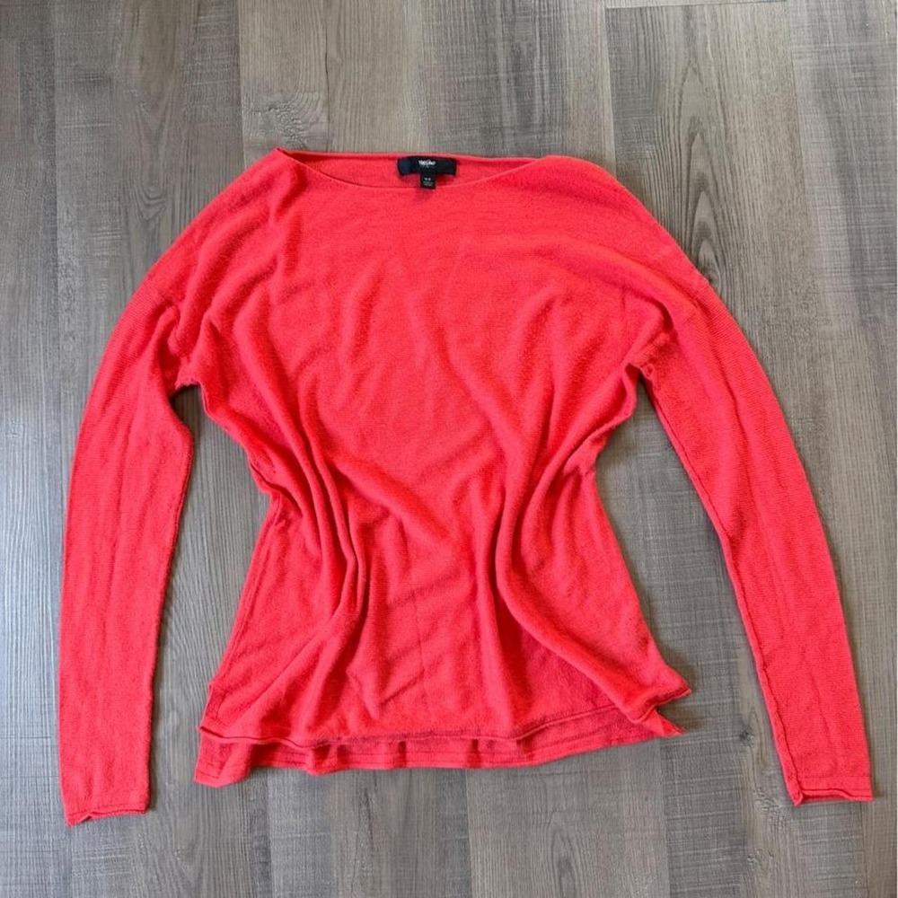 Mossimo Womens Orange Knit Long Sleeve Boat Neck Top Minimalist Size M - Picture 3 of 6